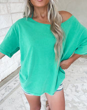 Load image into Gallery viewer, Sadie Boat Neck Short Sleeve Basic Tee - Green WAREHOUSE SALE