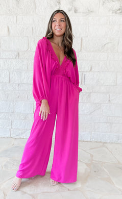 On The Town Fuschia Jumpsuit