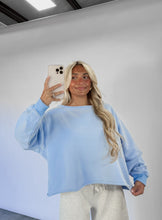 Load image into Gallery viewer, Locked In Off The Shoulder Sweatshirt - Lt Blue