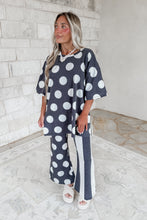 Load image into Gallery viewer, Mix It Up Polka Dot &amp; Stripe Lounge Pant Set - Charcoal