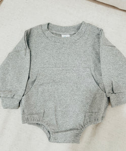 Little One Grey Pocket Bubble Onesie