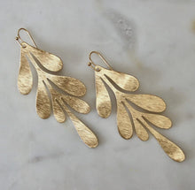 Load image into Gallery viewer, Ken brass leaf statement earrings