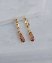 Load image into Gallery viewer, Jean crystal teardrop Huggie earrings