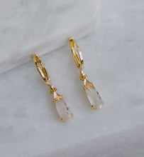 Load image into Gallery viewer, Jean crystal teardrop Huggie earrings