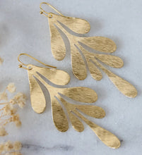 Load image into Gallery viewer, Ken brass leaf statement earrings