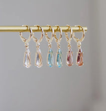 Load image into Gallery viewer, Jean crystal teardrop Huggie earrings