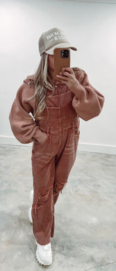 Leslie Vintage Brick Corduroy Overalls