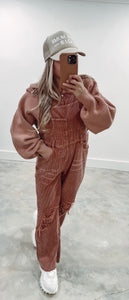 Leslie Vintage Brick Corduroy Overalls