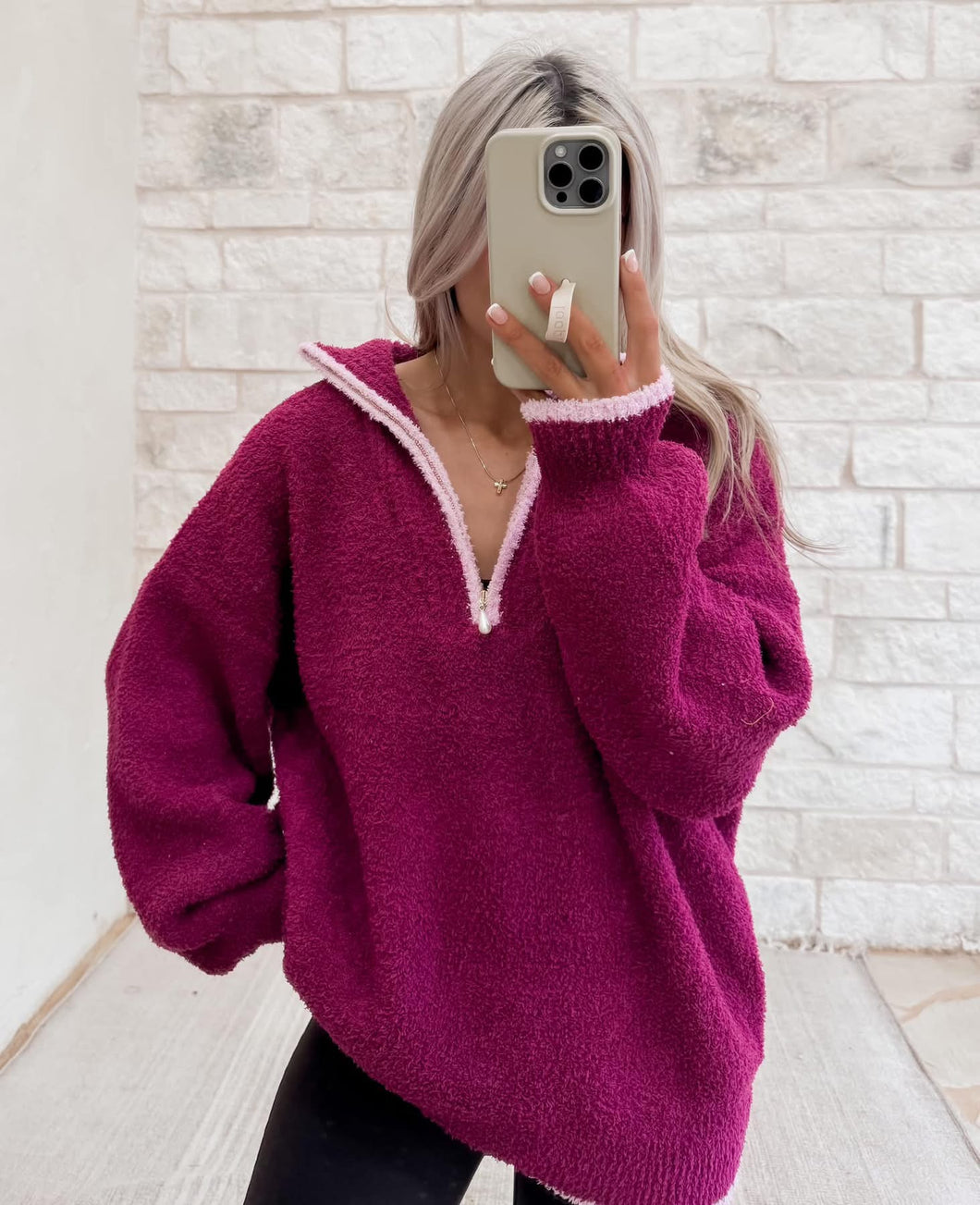 Heart on Fire Micro Fiber Plum Half Zip