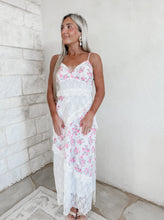 Load image into Gallery viewer, Gift of Time Floral Lace Tiered Maxi - Pink