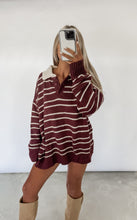 Load image into Gallery viewer, Out In The World Collared Striped Sweater - Burgundy (FINAL SALE)