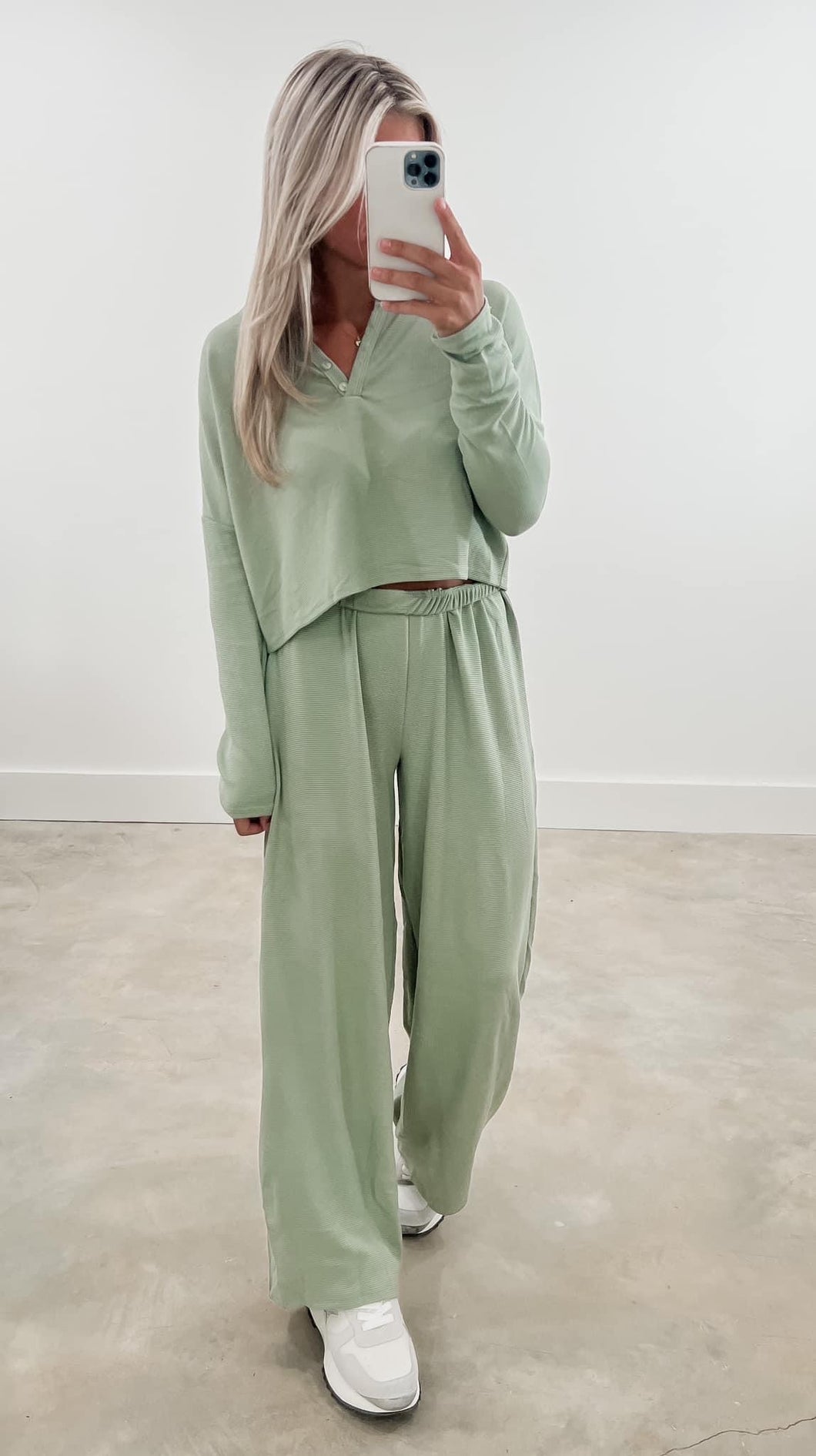 Perfect Day Henley Sage Pant Set