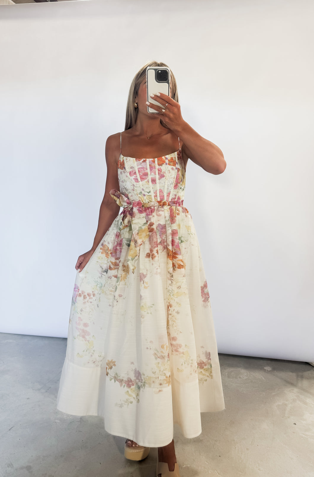 corset a line midi dress Bustier A Line Midi Dress White
