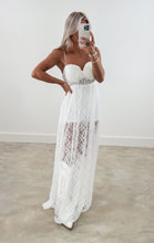 Load image into Gallery viewer, Good Vibes White Lace Maxi