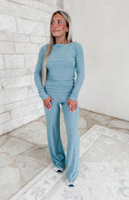 Load image into Gallery viewer, Adeline Knit Ribbed Boat Neck Top &amp; Fold-over Pant Set - Teal
