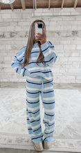 Load image into Gallery viewer, Promise You Forever Long Sleeve Striped Sweater &amp; Wide Leg Pant Set - Lt. Blue/Cream