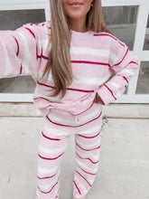 Load image into Gallery viewer, Promise You Forever Long Sleeve Striped Sweater &amp; Wide Leg Pant Set - Lt. Pink/Cream