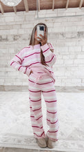 Load image into Gallery viewer, Promise You Forever Long Sleeve Striped Sweater &amp; Wide Leg Pant Set - Lt. Pink/Cream