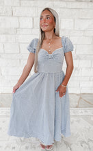 Load image into Gallery viewer, Alice Gingham Puff Sleeve Midi - Navy
