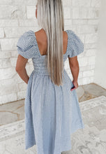 Load image into Gallery viewer, Alice Gingham Puff Sleeve Midi - Navy