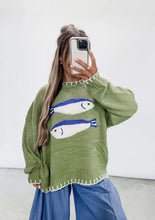 Load image into Gallery viewer, Fish Embroidered Knit Sweater