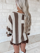 Load image into Gallery viewer, New York Nights Striped Brown Sweater