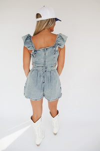 Nice Girl Cutout Denim Romper