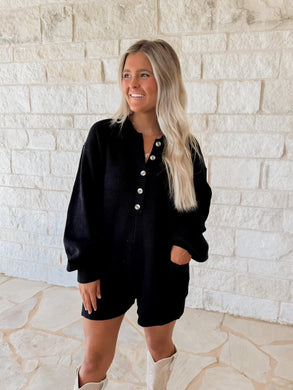 Riley Black Sweater Romper