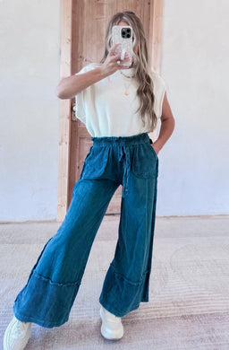 Abby Mineral Midnight Green Wash Pants