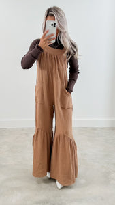 On Beach Time Mocha Jumpsuit