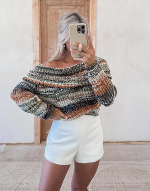 Aim High Off The Shoulder Cropped Sweater