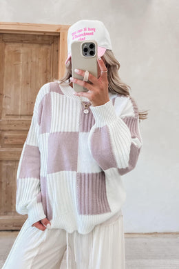 One Call Away Checkered Sweater