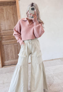 Bridget Khaki Terry Knit Pants