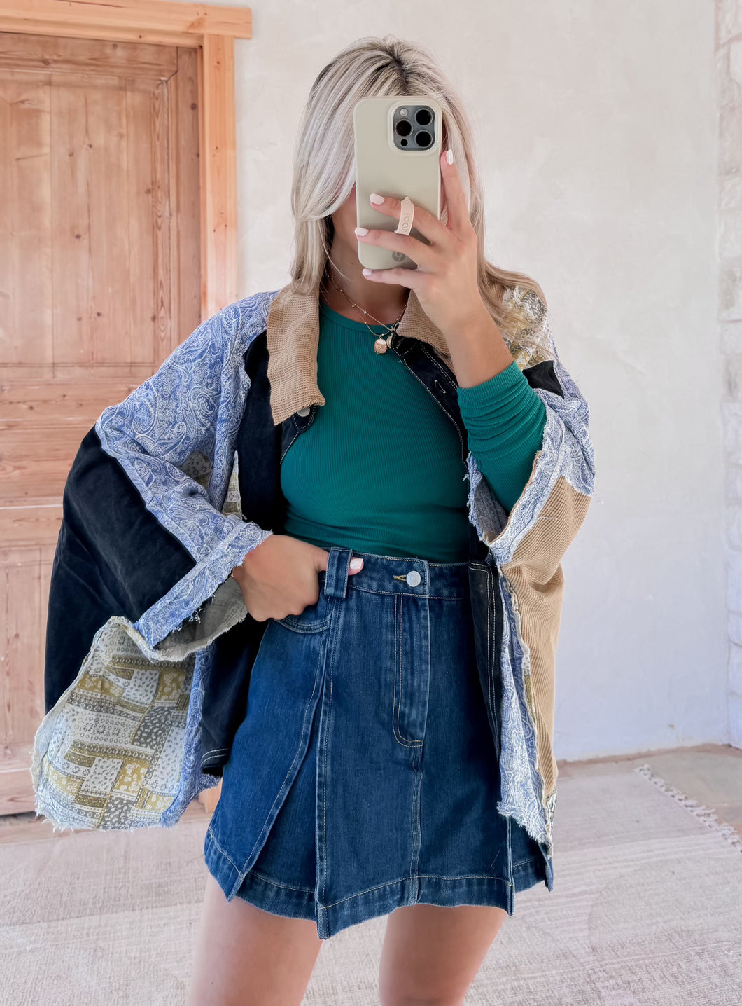 Caught In Between Denim Skort