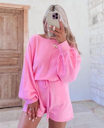 Cassie Pink Knit Romper