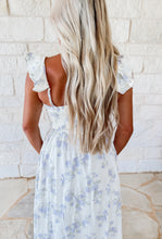 Load image into Gallery viewer, Say Nothing Blue Floral Corset Flutter Dress