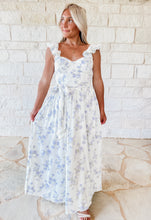 Load image into Gallery viewer, Say Nothing Blue Floral Corset Flutter Dress