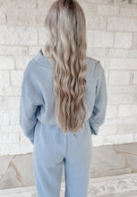 Load image into Gallery viewer, Bridget Drawstring Dusty Blue Jumpsuit