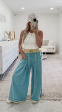 Load image into Gallery viewer, Dressed For The Drama Washed Wide Leg Pants - Jade Blue