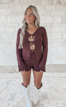 Load image into Gallery viewer, Just Go With It Ribbed Knit Sweater + Short Set - Dark Brown (FINAL SALE)