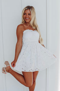 Open Arms White Mini Dress