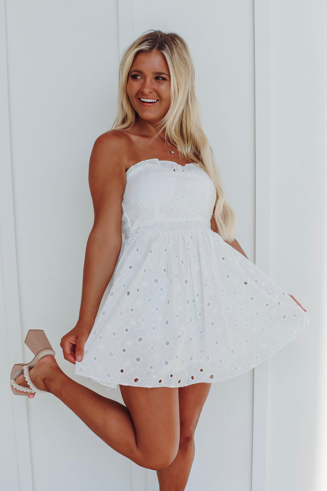 Open Arms White Mini Dress