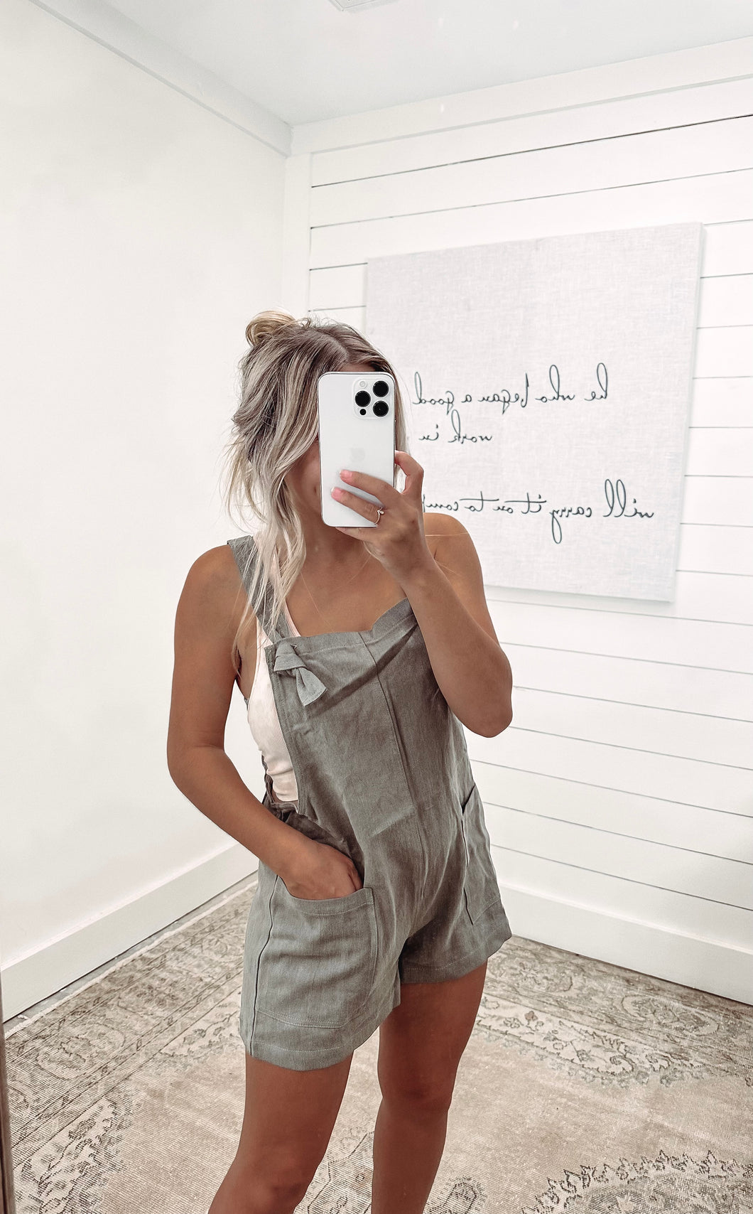 Cute Girl Olive Overalls