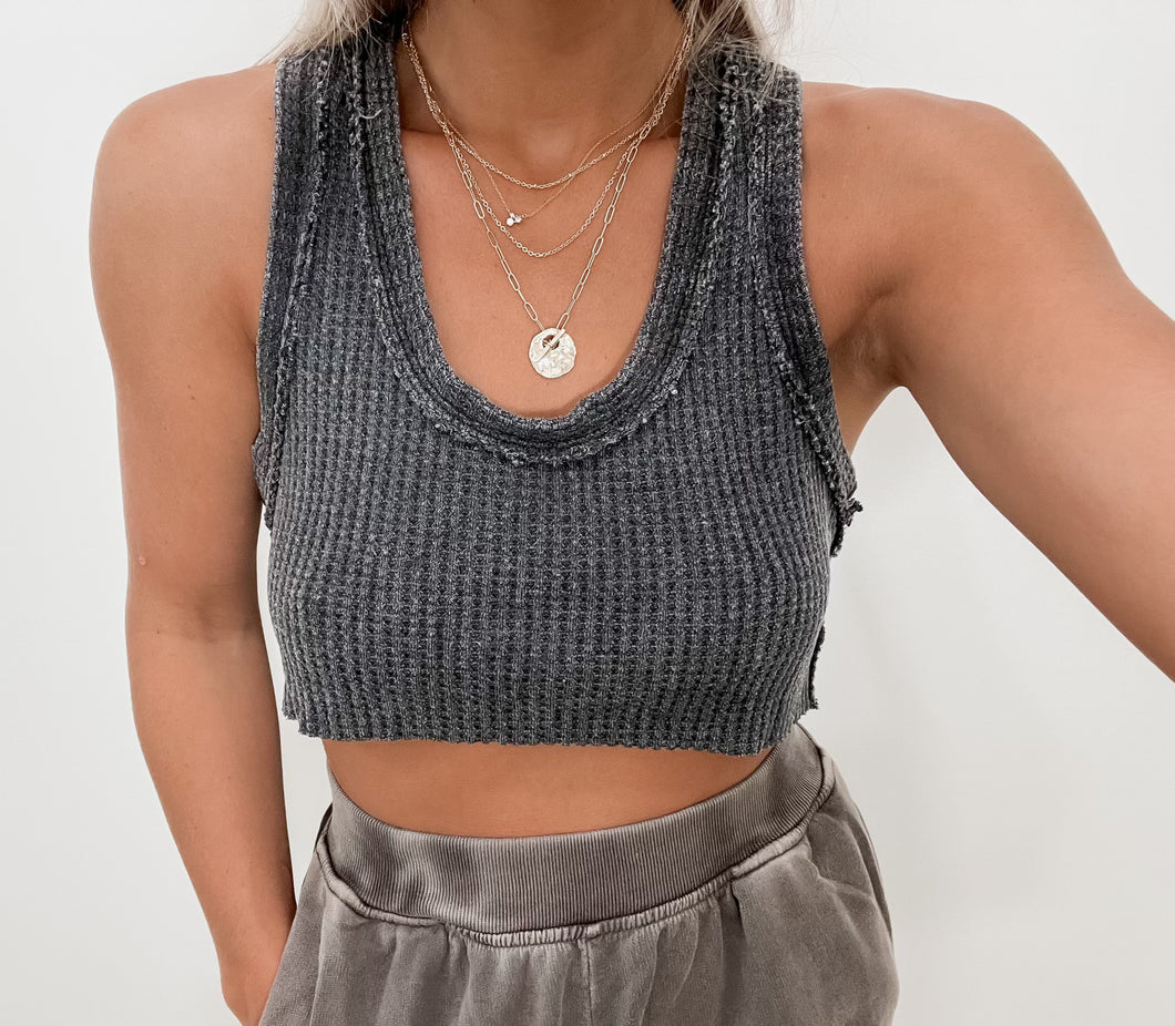 Audrey Charcoal Waffle Tank (FINAL SALE)