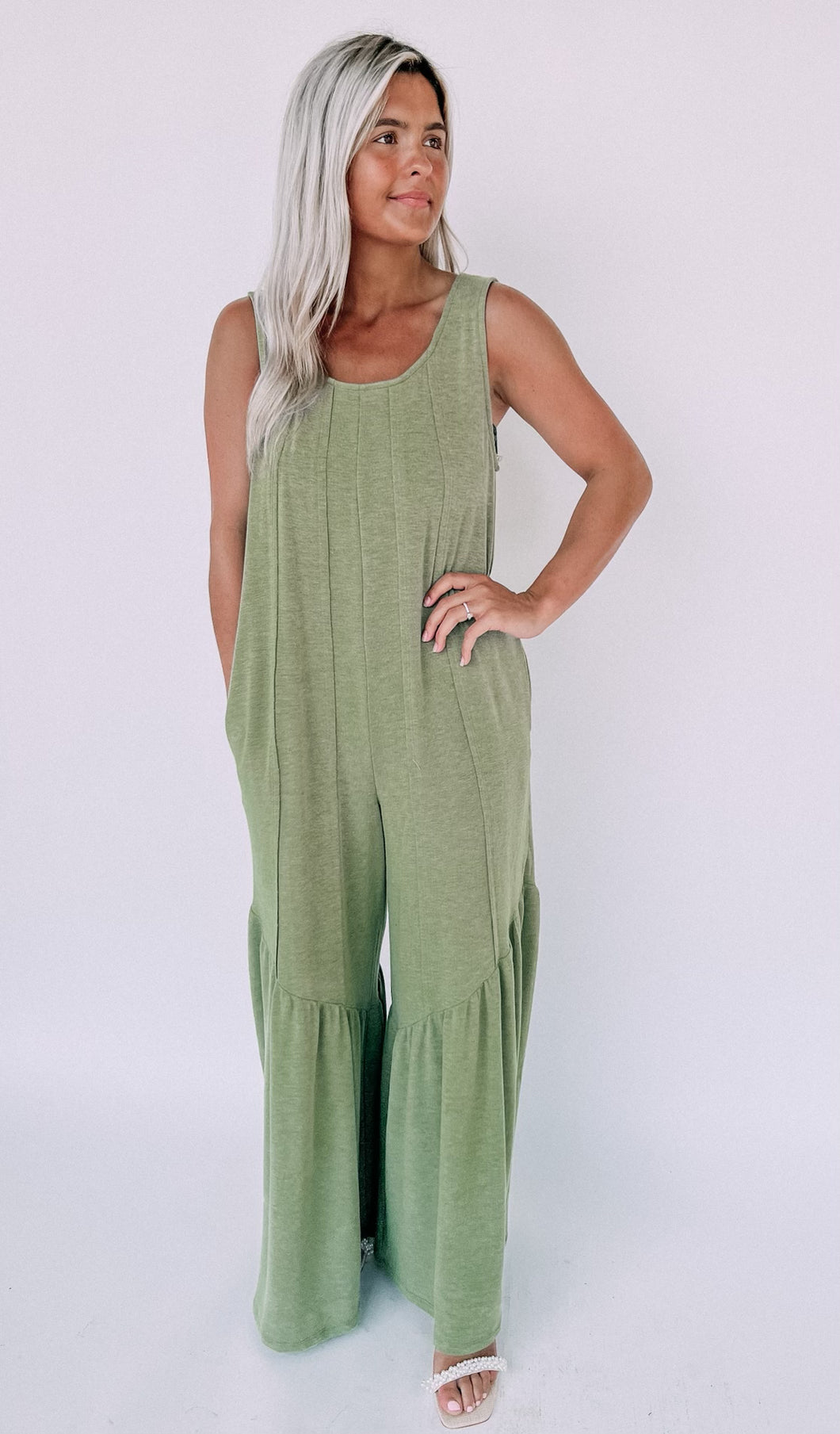 Beach Time Olive Jumpsuit (FINAL SALE)