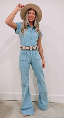 Southern Charm Denim Jumpsuit (belt not included) (FINAL SALE)