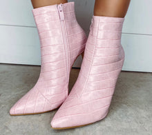 Load image into Gallery viewer, Lana Pink Crocodile High Heeled Boots (FINAL SALE)