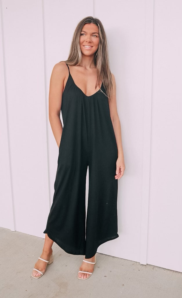 All Summer Long Black Casual Jumpsuit