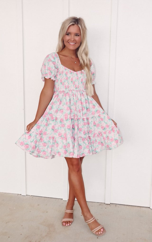 Valerie Pink Floral Dress