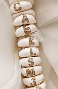 White Initial Ring